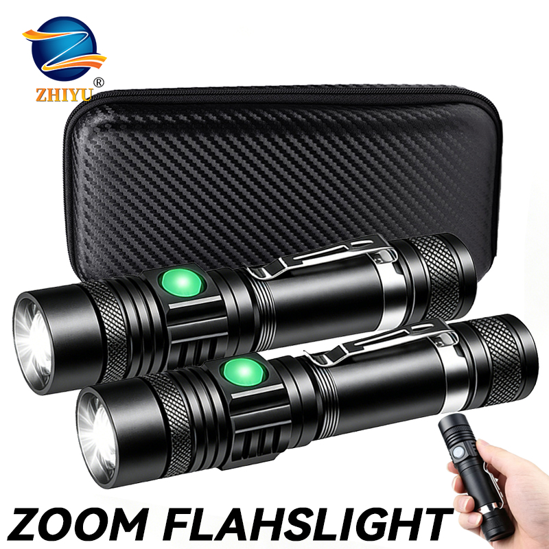 Outdoor Camping Hiking - T6 LED Rechargeable Flashlight,18650 Zoomable Torch,